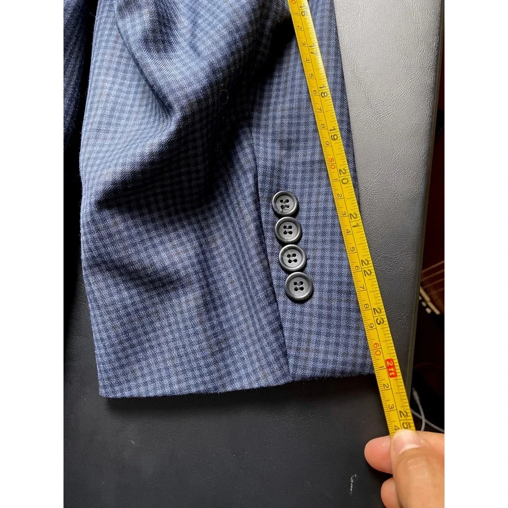 Pronto Uomo 46 Short Blue Brown Executive Fit Wool Blazer